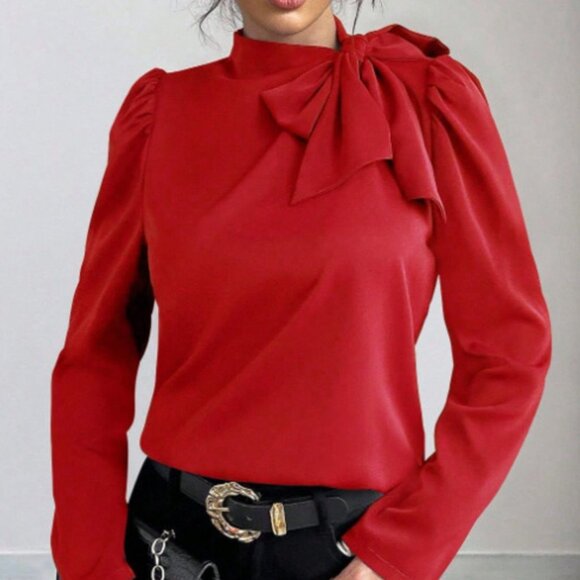 Bow-Tie Long Sleeve Blouse - Picture 2 of 4